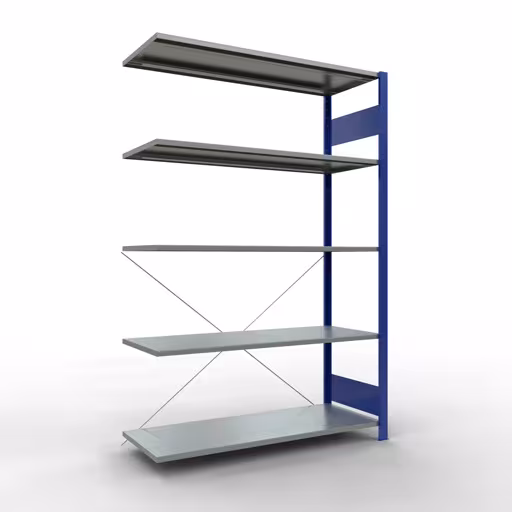Aanbouwrekken, rekken, insteeksysteem MULTIplus150, 2000 x 1300 x 500 mm, 5 legborden, RAL 5010 gentiaanblauw/gegalvaniseerd van het merk Schulte Lagertechnik uit het assortiment insteeksystemen