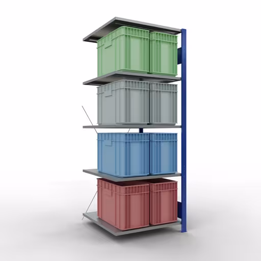 Productafbeelding nr. 6 van het artikel aanbouwplank, legbord, insteeksysteem MULTIplus150, 2000 x 750 x 800 mm, 5 legborden, RAL 5010 gentiaanblauw/verzinkt/verzinkt uit het insteeksysteem-assortiment van Schulte Lagertechnik