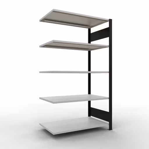 Figuur nr. 13 van het artikel, kantoorrek, insteeksysteem MULTIplus150, 1800 x 1000 x 600 mm, 5 planken, zonder middenaanslag, zwart/lichtgrijs uit de productgroep kantoorrekken van Schulte Lagertechnik.