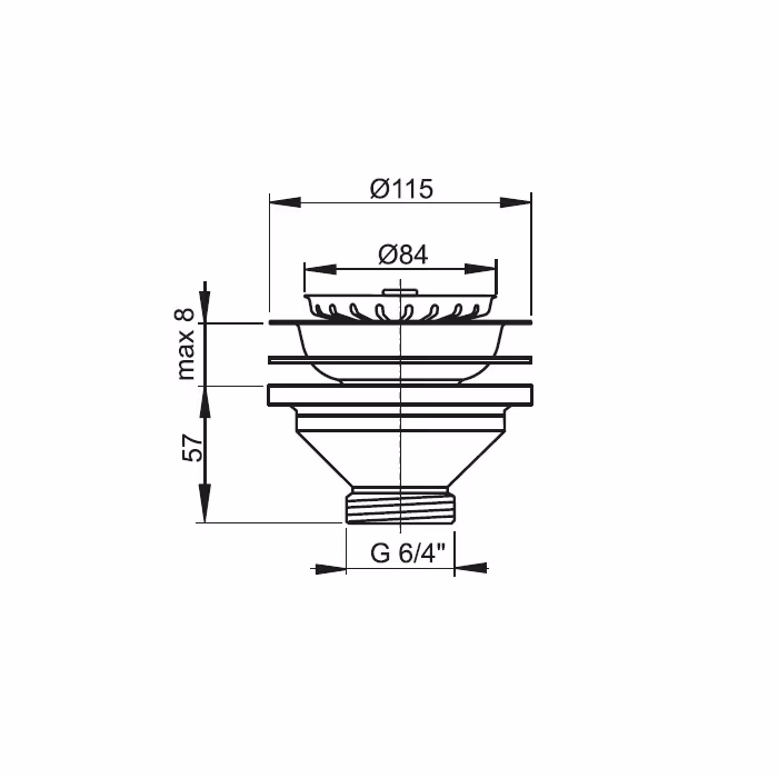 Gootsteenafvoergarnituur 1,5'' aftapkraan 90 mm met RVS zeef zonder overloop uit de categorie sifons/aftapkranen/slangen met de GTIN 8594045936285 Aftapkranen voor spoelbakken van het merk AlcaPlast uit de categorie sifons/aftapkranen/slangen