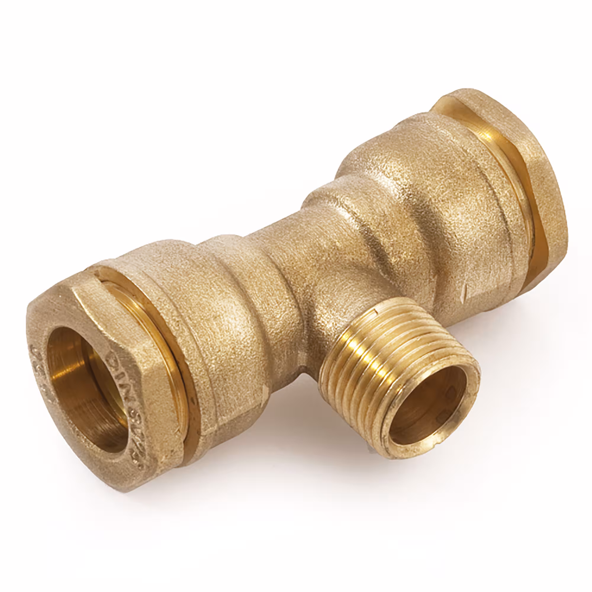 Messing T-stukken met overgang van PE buis naar buitendraad van General Fittings Messing T-stukken met overgang van PE buis naar buitendraad, PE buis messing fittingen