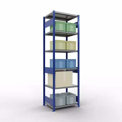 Figuur nr. 13 van het artikel basisrek, legbord, insteeksysteem MULTIplus250, 2500 x 750 x 600 mm, 6 legborden, lengtestangen, RAL 5010 gentiaanblauw/verzinkt/verzinkt uit de insteeksysteem productgroep van Schulte Lagertechnik.