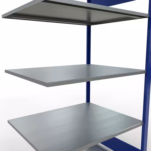 Extra afbeelding van het artikel Aanbouwplank, legplank, insteeksysteem MULTIplus150, 2000 x 1000 x 800 mm, 5 legborden, RAL 5010 gentiaanblauw/verzinkt vanaf opzetplank