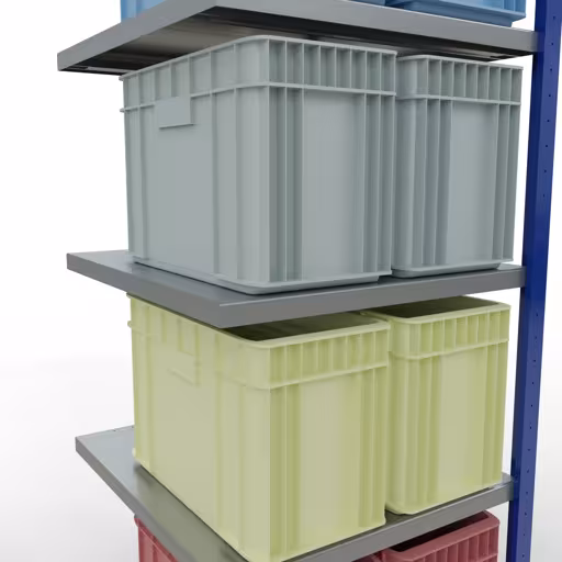 Extra afbeelding van het artikel opzetplank, legplank, insteeksysteem MULTIplus250, 2000 x 750 x 800 mm, 5 legborden, RAL 5010 gentiaanblauw/verzinkt/verzinkt vanaf opzetplank