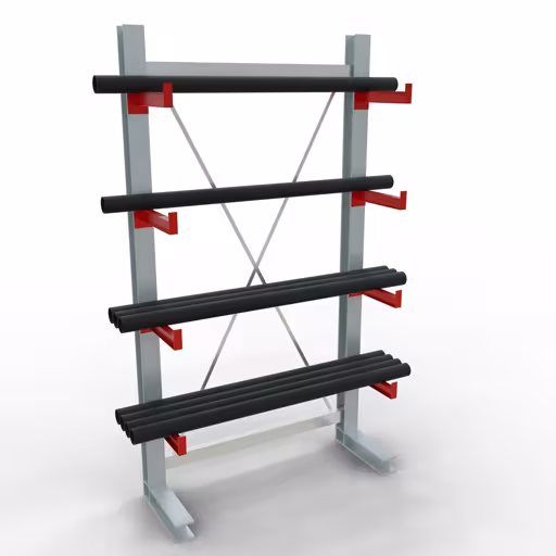 K 3000 compleet legbord, eenzijdig, 2500 x 1300 x 400 mm, RAL 7001 / RAL 3000, 5 opslagniveaus uit de categorie K3000 voor middelzware goederen met GTIN 4058255001279 K 3000 compleet legbord, eenzijdig, 2500 x 1300 x 400 mm, RAL 7001 / RAL 3000, 5 opslagniveaus van Schulte Lagertechnik uit het assortiment draagarmstellingen