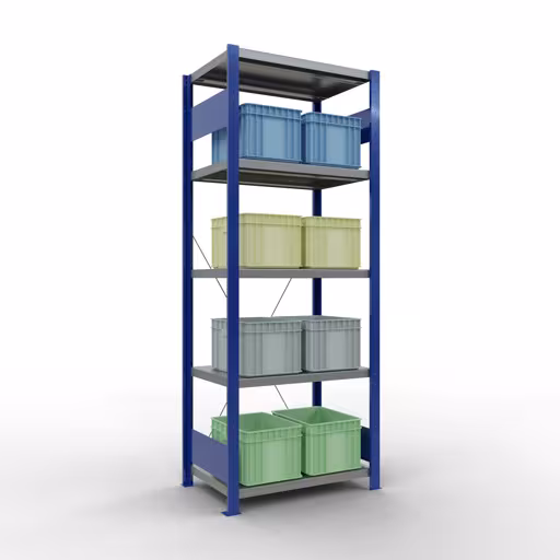 Figuur nr. 9 van het artikel basisrek, legbord, insteeksysteem MULTIplus250, 2000 x 750 x 500 mm, 5 legborden, RAL 5010 gentiaanblauw/verzinkt/verzinkt uit de productgroep insteeksysteem van het merk Schulte Lagertechnik