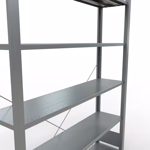 Productafbeelding nr. 11 van het artikel basisplank, kantoorplank, insteeksysteem MULTIplus85, 2000 x 1300 x 300 mm, 6 planken, kruisschoor, verzinkt, zonder aanslaglijst Afbeelding nr. 11 van het artikel, kantoorreksysteem MULTIplus85, 2000 x 1300 x 300 mm, 6 legborden, verzinkt, zonder aanslaglijst uit de productgroep kantoorrekken van Schulte Lagertechnik