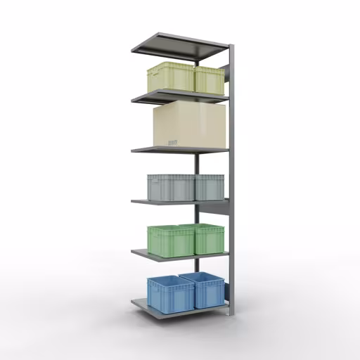 Aanbouwrekken, rekken, insteeksysteem MULTIplus150, 2500 x 750 x 600 mm, 6 legborden, verzinkt van het merk Schulte Lagertechnik uit het assortiment insteeksysteem