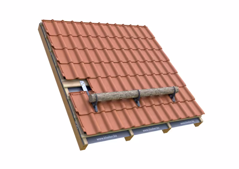 Trapac Universele sneeuwbalkhouder voor dakpannen, dakpannen en bevers, om op te hangen, bruin (RAL 8019) uit de categorie dakveiligheid met de GTIN 4027822742464 Trapac universele sneeuwstanghouder van het merk Klöber uit de categorie dakveiligheid