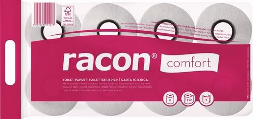 Racon® 2-laags toiletpapier, 64 rollen van 250 vellen elk, van het merk Racon. Racon® 2-laags toiletpapier, 64 rollen van 250 vellen elk, uit de categorie toiletpapier met artikelnummer 9000469005