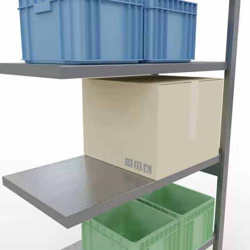 Figuur nr. 12 van het artikel aanbouwrekken, legbordstellingen, insteeksysteem MULTIplus250, 2500 x 1000 x 500 mm (HxBxD), 6 legborden, verzinkt uit de productgroep insteeksysteem van het merk Schulte Lagertechnik.