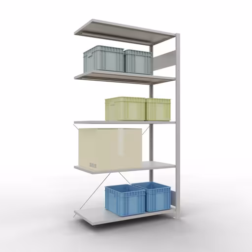 Figuur nr. 10 van het artikel aanbouwrekken, legbordstellingen, insteeksysteem MULTIplus85, 2000 x 1000 x 500 mm, 5 legborden, RAL 7035 lichtgrijs uit de productgroep insteeksysteem van Schulte Lagertechnik.