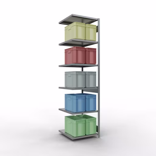 Figuur nr. 10 van het artikel aanbouwrekken, legbordstellingen, insteeksysteem MULTIplus250, 3000 x 750 x 800 mm, 7 legborden, verzinkt uit de productgroep insteeksysteem van het merk Schulte Lagertechnik.