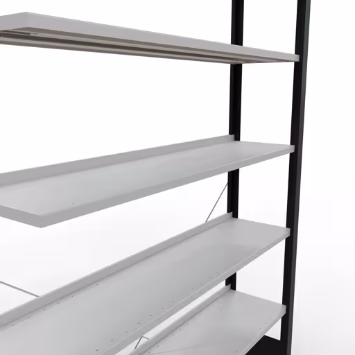 Figuur nr. 13 van het artikel aanbouwrekken, kantoorrekken, insteeksysteem MULTIplus85, 2300 x 1300 x 300 mm, 7 planken, kruisschoor, met aanslaglijst, zwart/lichtgrijs uit de productgroep kantoorrekken van Schulte Lagertechnik.
