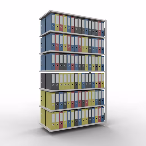 Aanbouwrekken, kantoorrekken, insteeksysteem MULTIplus150, 2300 x 1300 x 600 mm, 7 planken, lengtestangen, zonder middenaanslag, lichtgrijs van Schulte Lagertechnik met artikelnr. 36071