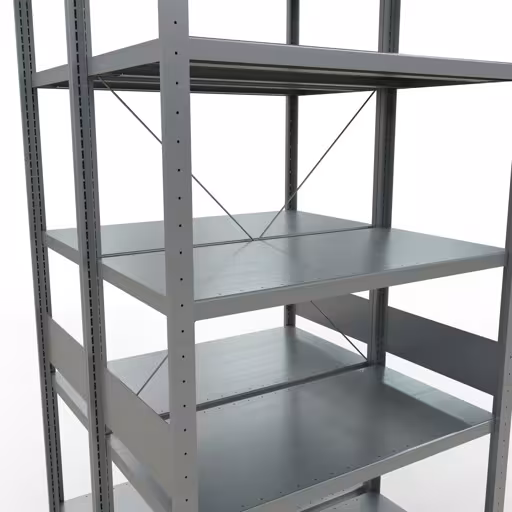 Basisplank, dubbele plank, legplank-insteeksysteem MULTIplus250, 3000 x 1000 x (2x500) mm, 2x7 legborden, kruisschoor, verzinkt met art.nr. 14252-G Basisplank, dubbele plank, rekkensysteem MULTIplus250, 3000 x 1000 x (2x500) mm, 2x7 planken, kruisschoor, gegalvaniseerd van Schulte Lagertechnik uit de categorie rekken