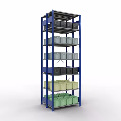 Extra afbeelding van het artikel Basisplank, dubbele plank, plankinsteeksysteem MULTIplus150, 3000 x 1000 x (2x800) mm (HxBxD), 2x7 planken, kruisschoor, RAL 5010 gentiaanblauw Extra afbeelding van het artikel Basisplank, dubbele plank, plankinsteeksysteem MULTIplus150, 3000 x 1000 x (2x800) mm, 2x7 planken, RAL 5010 gentiaanblauw uit dubbele planken