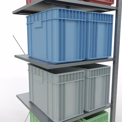 Andere weergave van het artikel Aanbouwplank, legbord, insteeksysteem MULTIplus150, 2000 x 750 x 800 mm, 5 legborden, kruisschoor, verzinkt uit de categorie insteeksysteem