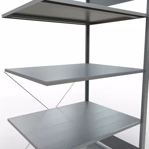 Productafbeelding nr. 11 van het artikel Aanbouwrekken, legbordstellingen, insteeksysteem MULTIplus150, 2000 x 1000 x 800 mm (HxBxD), 5 legborden, kruisschoor, verzinkt Afbeelding nr. 11 van het artikel aanbouwrekken, stellingrekken, insteeksysteem MULTIplus150, 2000 x 1000 x 800 mm, 5 legborden, verzinkt uit de productgroep insteeksysteem van het merk Schulte Lagertechnik