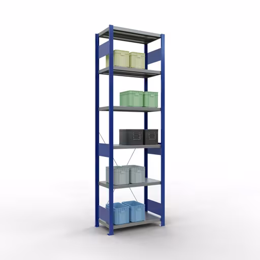 Figuur nr. 13 van het artikel basisrek, legbord, insteeksysteem MULTIplus250, 2500 x 750 x 400 mm, 6 legborden, kruisschoor, RAL 5010 gentiaanblauw/verzinkt/verzinkt uit de insteeksysteem productgroep van Schulte Lagertechnik.