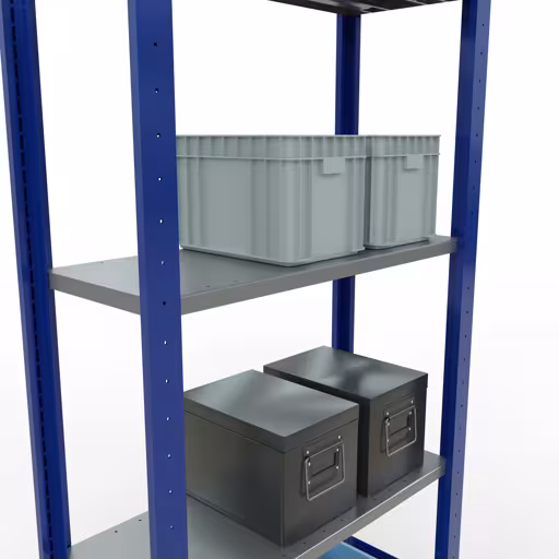 Productafbeelding nr. 7 van het artikel basisrek, legbord, insteeksysteem MULTIplus150, 2000 x 750 x 300 mm, 5 legborden, RAL 5010 gentiaanblauw/verzinkt/verzinkt uit het insteeksysteem-assortiment van Schulte Lagertechnik