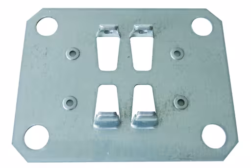 MULTIplus dubbele klemvoet, verzinkt van Schulte Lagertechnik uit het plug-in systeem assortiment