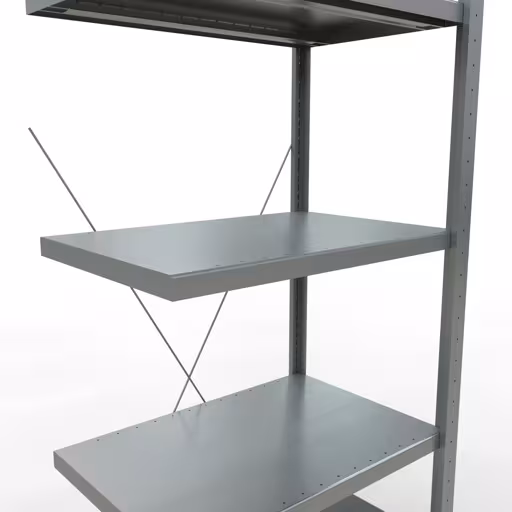 Afbeelding nr. 14 van het artikel aanbouwrekken, legbordstellingen, insteeksysteem MULTIplus250, 2000 x 750 x 500 mm, 5 legborden, kruisschoor, verzinkt uit de productgroep insteeksysteem van Schulte Lagertechnik