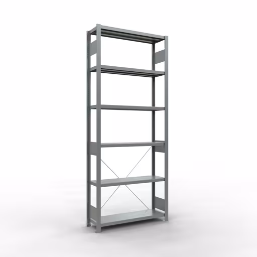 Basisplank, legbord, insteeksysteem MULTIplus250, 2500 x 1000 x 300 mm, 6 legborden, kruisschoor, verzinkt van Schulte Lagertechnik met het artikelnr. 12931