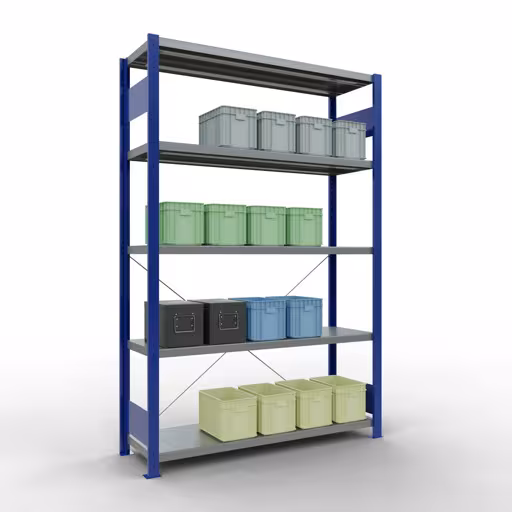 Figuur nr. 8 van het artikel basisrek, legplank-insteeksysteem MULTIplus250, 2000 x 1300 x 400 mm, 5 legborden, RAL 5010 gentiaanblauw/verzinkt uit de productgroep insteeksysteem van het merk Schulte Lagertechnik.
