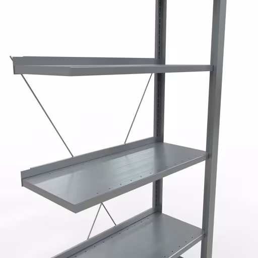 Aanbouwstelling, kantoorstelling, insteeksysteem MULTIplus85, 2000 x 750 x 300 mm, 6 legborden, kruisschoor, verzinkt, met aanslaglijst uit de categorie insteeksysteem met GTIN 4004514219893 , kantoorrekken, insteeksysteem MULTIplus85, 2000 x 750 x 300 mm, 6 legborden, verzinkt, met stopstrip van Schulte Lagertechnik uit het assortiment kantoorrekken