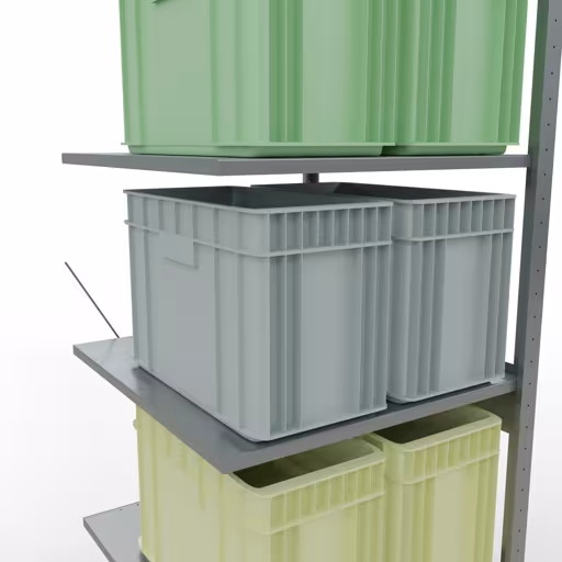 Productafbeelding nr. 13 van het artikel Aanbouwrekken, legbordstellingen, insteeksysteem MULTIplus150, 2500 x 750 x 800 mm, 6 legborden, kruisschoor, verzinkt Productafbeelding nr. 13 van het artikel aanbouwrekken, legbord-insteeksysteem MULTIplus150, 2500 x 750 x 800 mm, 6 legborden, verzinkt uit het insteeksysteem-assortiment van Schulte Lagertechnik