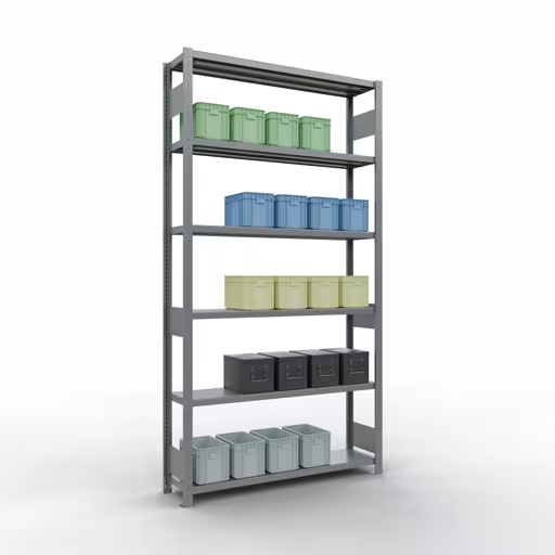 Productafbeelding nr. 12 van het artikel basisplank, legbord, insteeksysteem MULTIplus250, 2500 x 1300 x 300 mm (HxBxD), 6 legborden, lengtestangen, verzinkt Figuur nr. 12 van het artikel basisrek, legbord, insteeksysteem MULTIplus250, 2500 x 1300 x 300 mm, 6 legborden, lengtestangen, verzinkt uit de insteeksysteem productgroep van Schulte Lagertechnik.