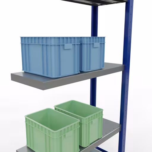 Afbeelding nr. 9 van het artikel aanbouwrekken, legbordstellingen, insteeksysteem MULTIplus250, 2000 x 750 x 300 mm, 5 legborden, RAL 5010 gentiaanblauw/verzinkt/verzinkt uit de productgroep insteeksysteem van het merk Schulte Lagertechnik