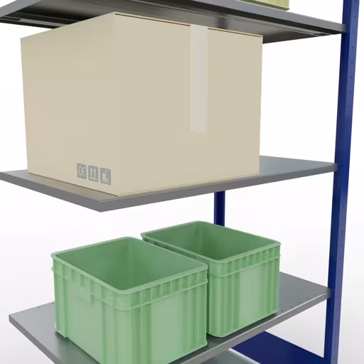 Figuur nr. 10 van het artikel aanbouwrekken, legbordstellingen, insteeksysteem MULTIplus85, 2000 x 1000 x 600 mm, 5 legborden, RAL 5010 gentiaanblauw uit de productgroep insteeksysteem van Schulte Lagertechnik.