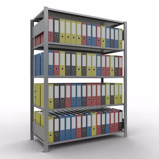 Productafbeelding nr. 13 van het artikel basisplank, kantoorplank, insteeksysteem MULTIplus150, 1800 x 1300 x 600 mm, 5 planken, lengtestangen, verzinkt, met middenaanslag Afbeelding nr. 13 van het artikel, kantoorrekken, insteeksysteem MULTIplus150, 1800 x 1300 x 600 mm, 5 legborden, verzinkt, met middenaanslag uit de productgroep kantoorrekken van Schulte Lagertechnik