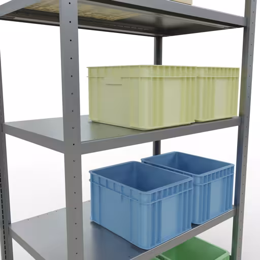 Basisplank, legbord, insteeksysteem MULTIplus250, 2000 x 1000 x 600 mm, 5 legborden, lengtestangen, verzinkt van Schulte Lagertechnik uit het assortiment insteeksysteem