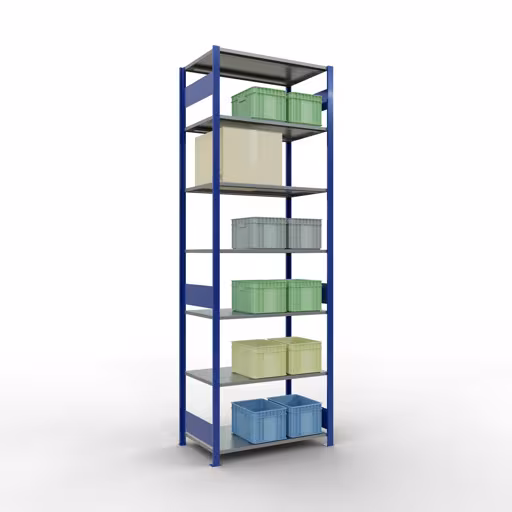 Basisplank, legbord, insteeksysteem MULTIplus150, 3000 x 1000 x 600 mm, 7 legborden, RAL 5010 gentiaanblauw/verzinkt van Schulte Lagertechnik uit de categorie insteeksystemen