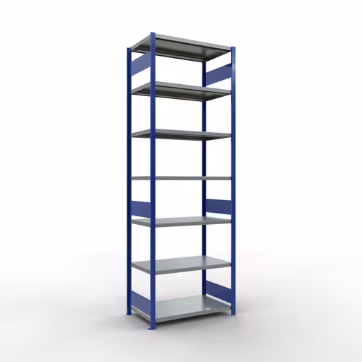 Figuur nr. 15 van het artikel basisrek, legplank, insteeksysteem MULTIplus330, 3000 x 1000 x 600 mm, 7 legborden, lengtestangen, RAL 5010 gentiaanblauw/verzinkt uit de insteeksysteem productgroep van Schulte Lagertechnik.