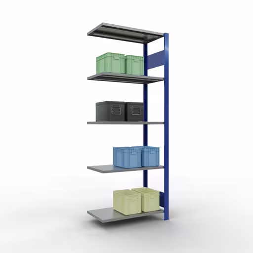 Andere weergave van het artikel Aanbouwplank, legbord, insteeksysteem MULTIplus150, 2000 x 750 x 400 mm, 5 legborden, RAL 5010 gentiaanblauw/verzinkt/verzinkt uit de categorie aanbouwplanken