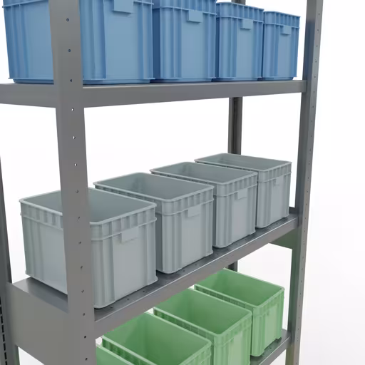 Productafbeelding nr. 14 van het artikel basisplank, legbord, insteeksysteem MULTIplus330, 2500 x 1000 x 300 mm (HxBxD), 6 legborden, lengtestangen, verzinkt Figuur nr. 14 van het artikel basisrek, legbord, insteeksysteem MULTIplus330, 2500 x 1000 x 300 mm, 6 legborden, lengtestangen, verzinkt uit de insteeksysteem productgroep van Schulte Lagertechnik.