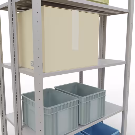 Extra afbeelding van het artikel Basisplank, dubbele plank, plankinsteeksysteem MULTIplus150, 2000 x 1000 x (2x300) mm (HxBxD), 2x5 planken, lengtestangen, RAL 7035 lichtgrijs Extra afbeelding van het artikel basisplank, dubbele plank, plankinsteeksysteem MULTIplus150, 2000 x 1000 x (2x300) mm, 2x5 planken, RAL 7035 lichtgrijs uit dubbele planken