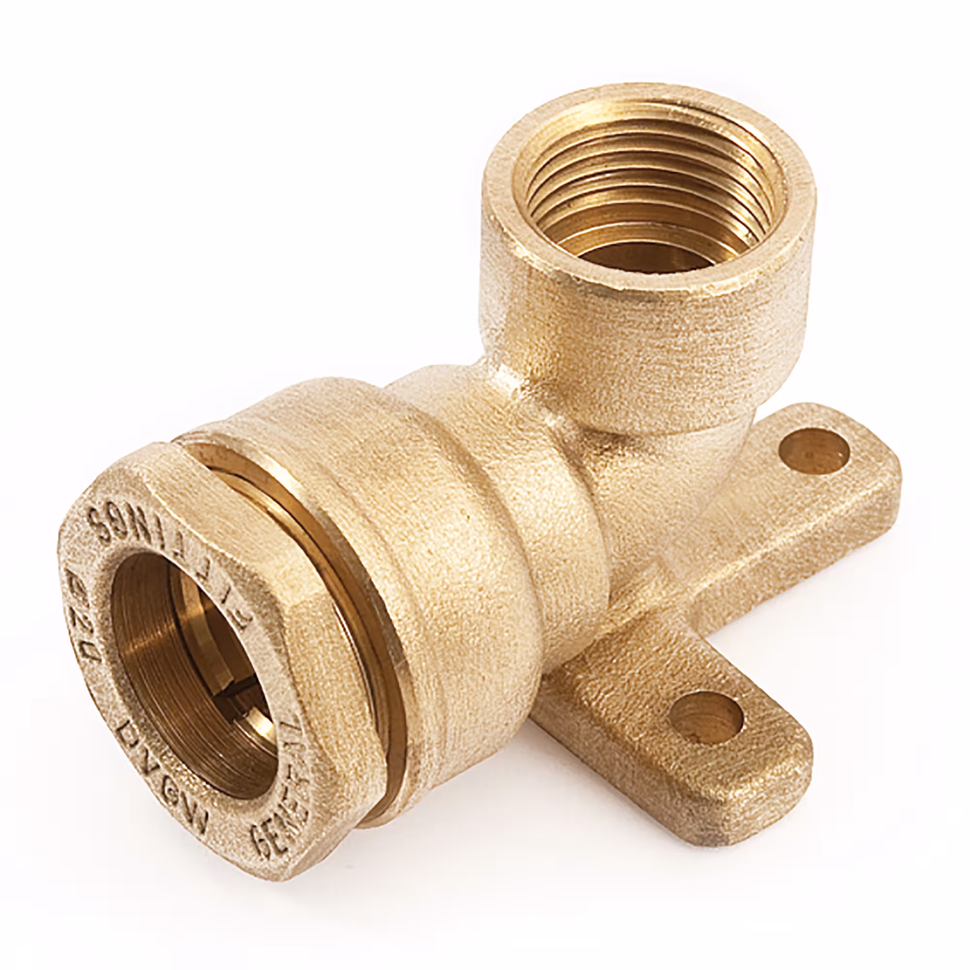 PE muurbeugel messing 20 x 1/2" van General Fittings Wandbevestigingen voor PE-buis, PE-buis messing fittingen, art.nr. 480023H042000A