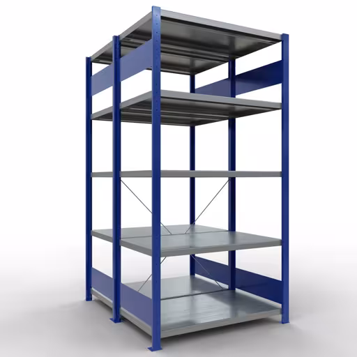 Afbeelding nr. 15 van het artikel basisplank, dubbele plank, stellingsysteem MULTIplus250, 2000 x 1000 x (2x600) mm, 2x5 planken, kruisschoor, RAL 5010 gentiaanblauw uit de productgroep stellingrekken van Schulte Lagertechnik