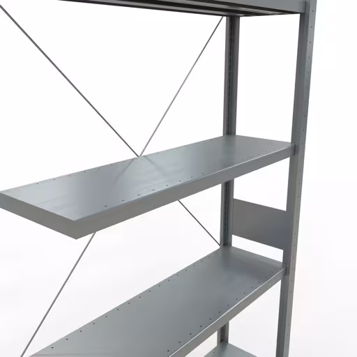 Productafbeelding nr. 12 van het artikel Aanbouwrekken, legbordstellingen, insteeksysteem MULTIplus330, 3000 x 1000 x 300 mm (HxBxD), 7 legborden, kruisschoor, verzinkt Afbeelding nr. 12 van het artikel aanbouwrekken, legbordstellingen, insteeksysteem MULTIplus330, 3000 x 1000 x 300 mm, 7 legborden, kruisschoor, verzinkt uit de productgroep insteeksysteem van Schulte Lagertechnik