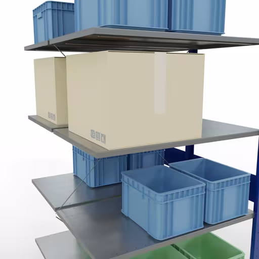 Aanbouwrekken, dubbele rekken, rekkensysteem MULTIplus150, 3000 x 1000 x (2x1200) mm, 2x7 planken, kruisschoor, RAL 5010 gentiaanblauw van Schulte Lagertechnik uit het rekkenprogramma