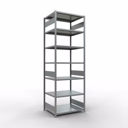 Basisplank, legplank, insteeksysteem MULTIplus330, 3000 x 1000 x 800 mm (HxBxD), 7 legborden, lengtestangen, verzinkt, basisplank, art.nr. 13982-LR