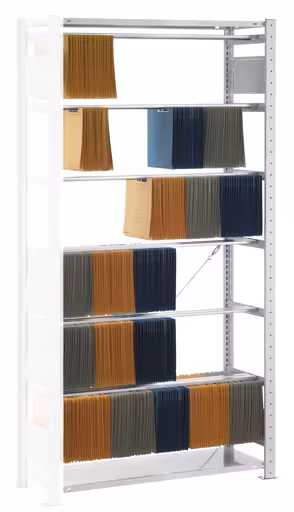 Aanbouwrek, EXTRA insteek-pendelnietmachinerek "Elba/Leitz", 2000 x 750 x 350 mm, RAL 7035 lichtgrijs, 6 pendelstangen van Schulte Lagertechnik uit het assortiment kantoorrekken