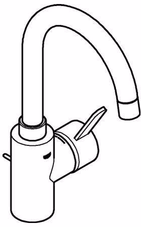 Technische Zeichnung 4049734 GROHE ééngreeps wastafelmengkraan Eurosmart C 32830_1 L-Maat chroom