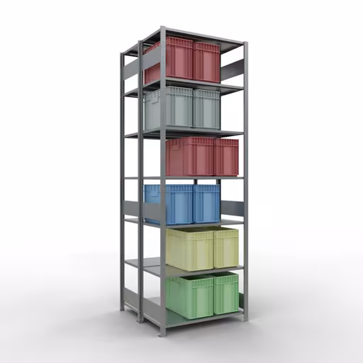 Afbeelding nr. 14 van het artikel basisrek, dubbel legbord, legbordinsteeksysteem MULTIplus150, 3000 x 1000 x (2x500) mm, 2x7 legborden, lengtestangen, verzinkt uit de productgroep legbordstellingen van Schulte Lagertechnik