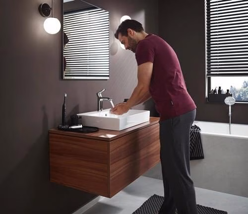 Detailbild 4076664 Hansgrohe METRIS 110 ééngreeps wastafelmengkraan, nominale breedte 15 ComfortZone 110 met verzinkbare afvoer G 1 1/4 inch chroom